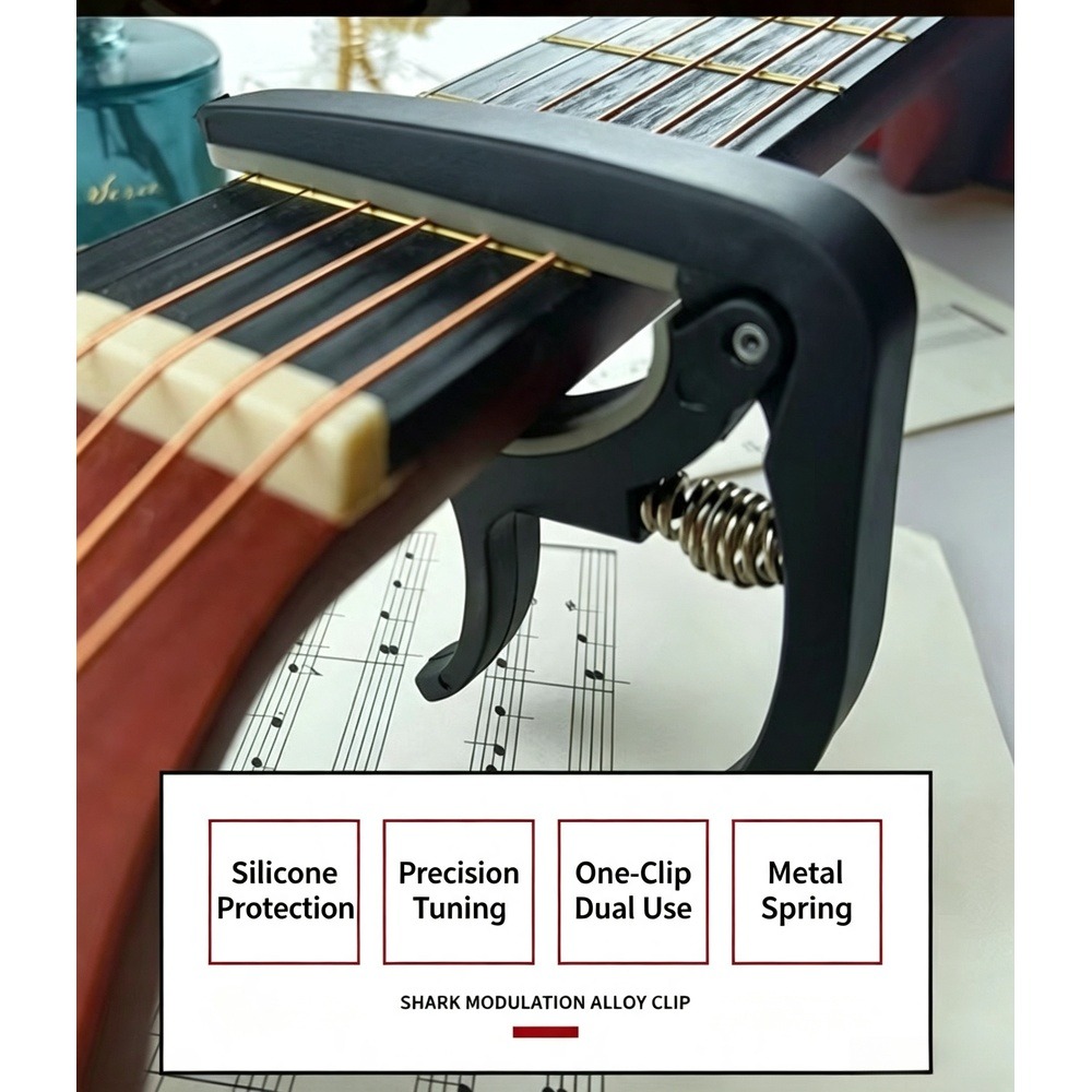 Musical Instrument Dulcimer - 2-in-1 Gitarren-Capo mit Saitenhalter-Entferner, ABS-Kunststoff Schnellwechsel-Capo