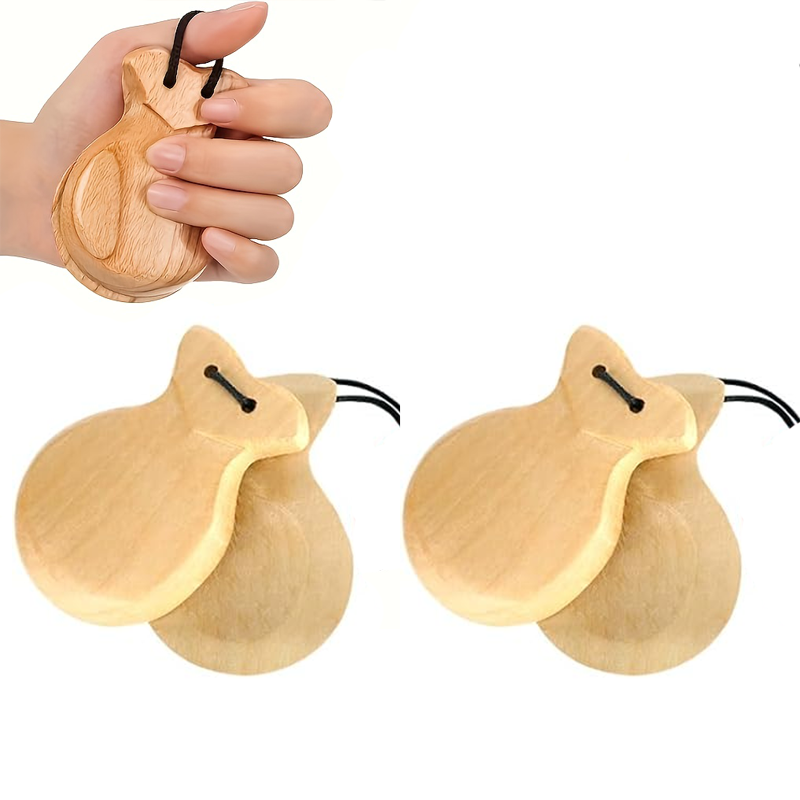 Castanet Flamenco - 2er-Pack spanische Kastagnetten, traditionelle Flamenco-Kastagnetten aus