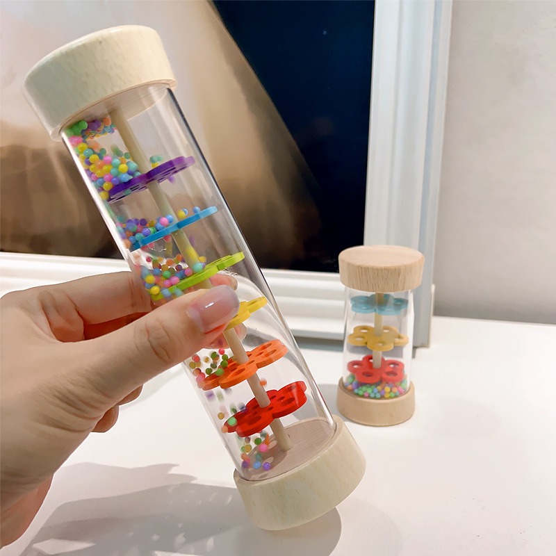 Rain Stick Percussion - Regenstab Orff-Schlaginstrument Regengeräuschsimulator Regenbogen-Sanduhr Sandglocke Frühpädagogisches