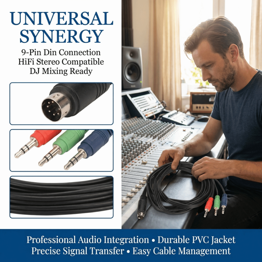 9-Pin Mini-DIN auf 3,5mm Kabel – Musical Instrument Symbols Bewertung und Preis